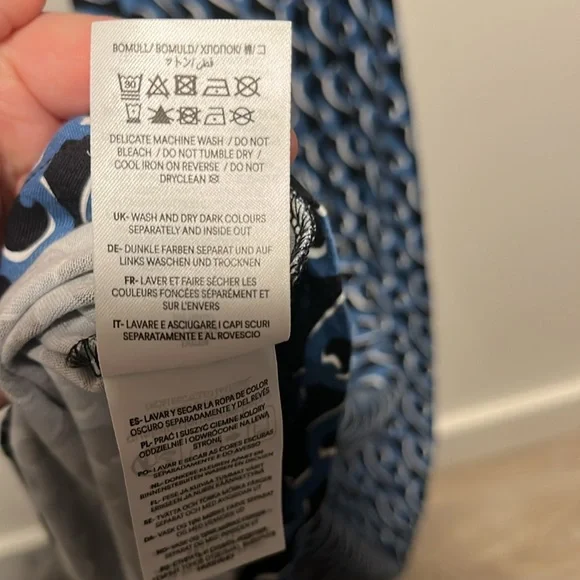 BODEN Laura Jersey Midi Shirt Dress, Blue, Geo Chain, Size 4L - Picture 12 of 12